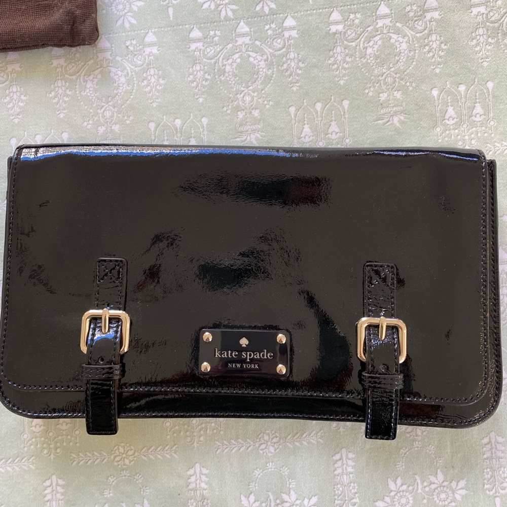 Kate Spade ♠️ Clutch; black patent leather